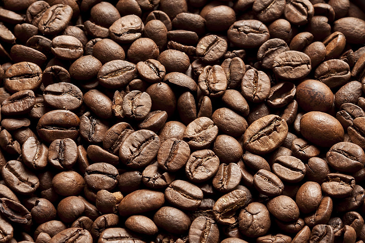 kaffebønner, stekt, brun, koffein, kafé, drikke, frokost