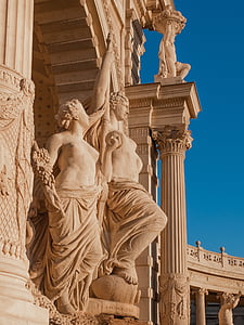 Francia, Marsella, estatua de, Palacio, Longchamp, arquitectura, lugar famoso