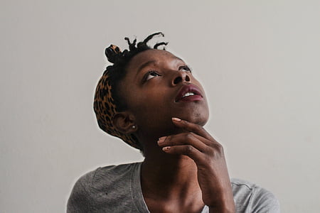 woman, african, black, looking up, head, person, female