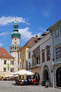Hungria, Sopron Hungria, praça principal, Torre de fogo, arquitetura, cidade, rua