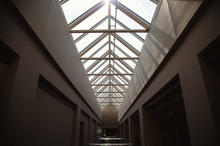 arkitektur, bygning, korridor, design, glas, entre, lys og skygge