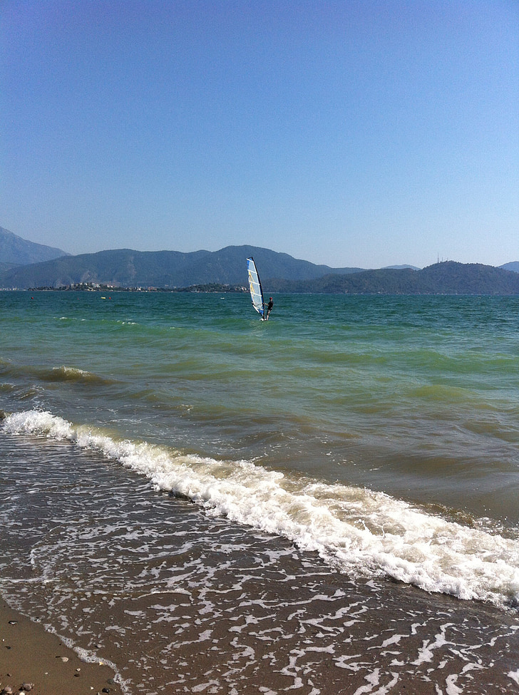 sea, beach, wind surfing, water sports, holidays, summer, wave
