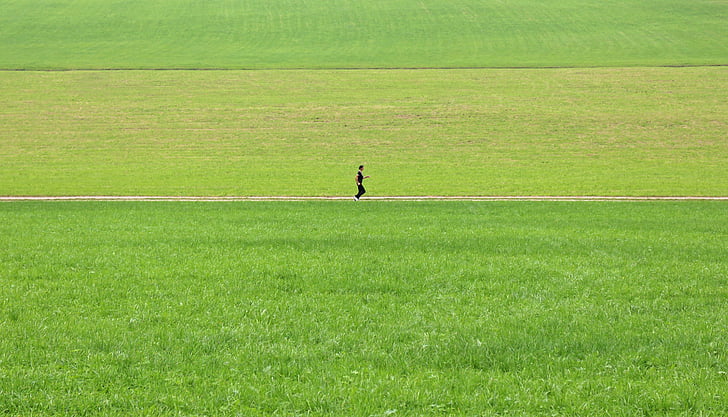 Jog, allein, einsam, Wiese, Grün, Grass, Natur