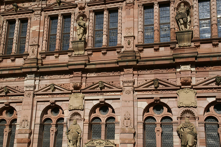 friedrichsbau, Zamek, Heidelberg, Niemcy, fasada, Architektura, budynek