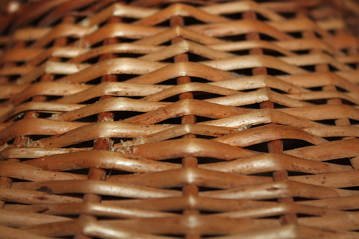 cesta, bambú, net, correas, hecho a mano, tradicional, rota