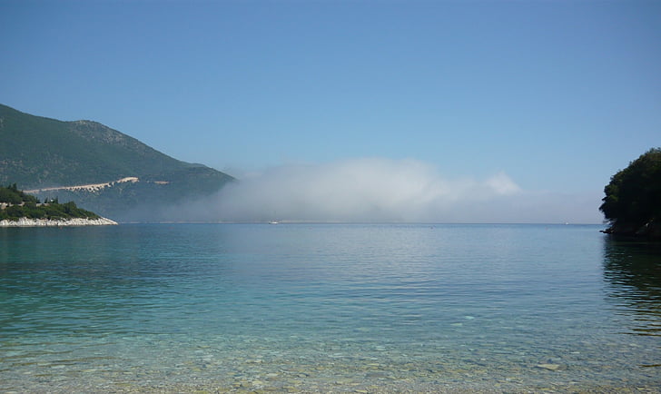 köd, kapott a legénybúcsú, Itaka, Görögország, tenger, rész, ködös