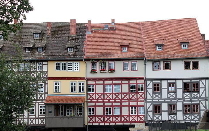 truss, fachwerkhaus, kota tua, bengkok, secara historis, Jerman, arsitektur