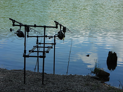 fishing, fishing rods, lake, water, nature, summer, river