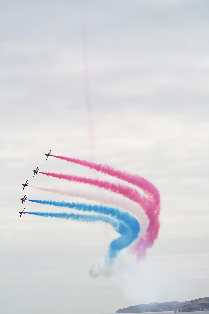 red arrows, planes, airshow, airplane, air, aircraft, sky