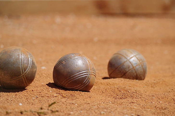 petanque, sand, game, balls