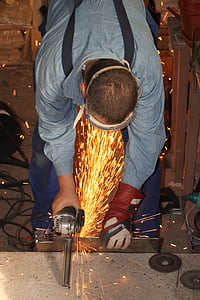 angle, cutting, grinder, iron, metal, sparks, steel