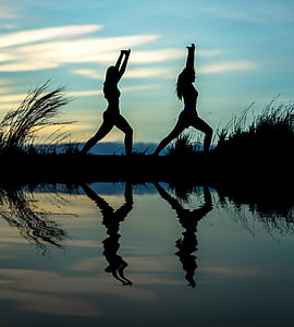 Yoga, flytende, voksen, aerobic, Asia, balanse, pen
