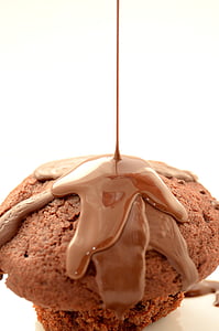 brown, filling, chocolate, top, Cupcake, liquid, white