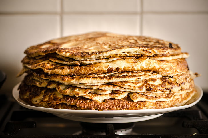 pancakes, white, ceramic, plate, breakfast, food, morning