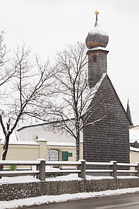 kapela, ziemas, sniega, Skaida, koka jumtu, sīpols kupols, tornis