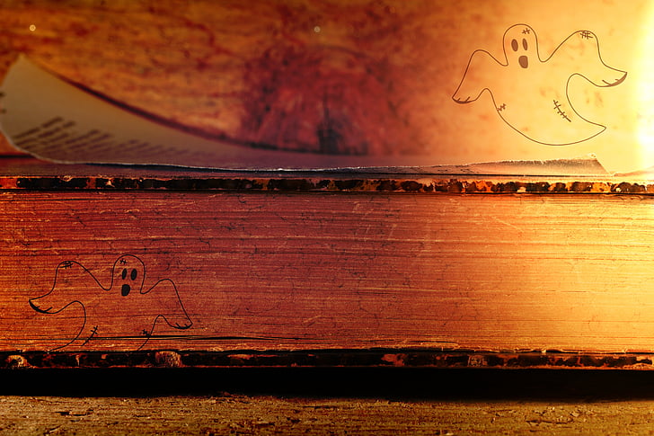 fantasmes, llibre, vell, fantasma, esgarrifós