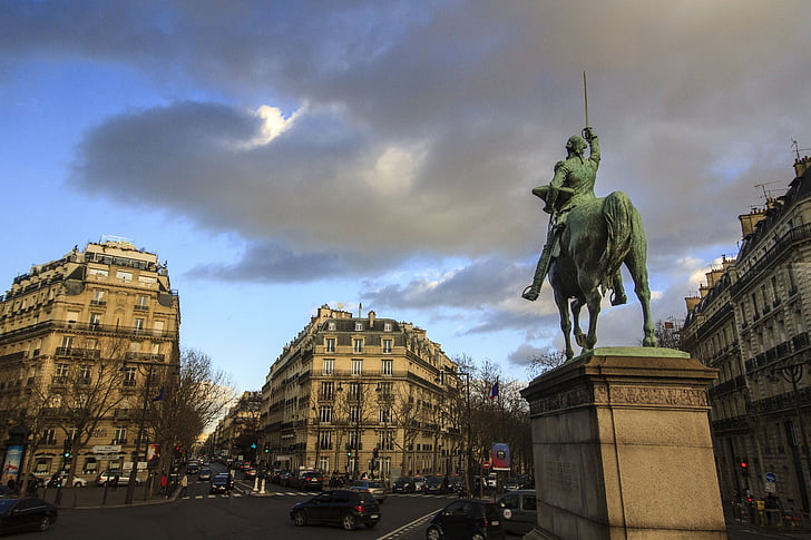 Párizs, Louis XIV., Franciaország, szobor, városi, város, utca