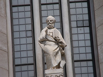 Duomo di napoli, façade, sculpture en marbre, évêque, statue de, architecture, célèbre place