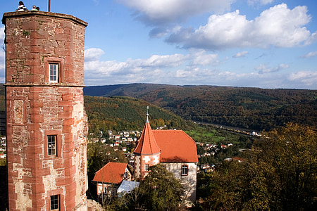 Dilsberg, Odenwald, slott, Tyskland, turistattraktion, tornet