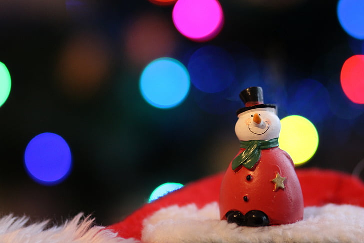Сніговик, прикраса, взимку, Різдво, іграшка, різнокольорові, в приміщенні