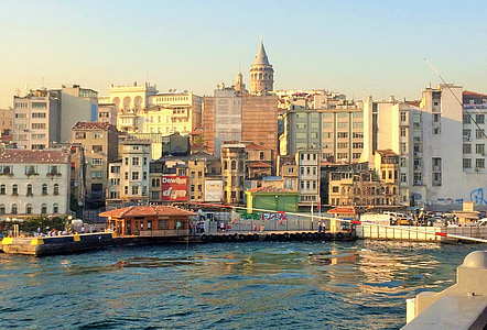 Isztambul, Törökország, város, víz, folyó, tenger, épületek