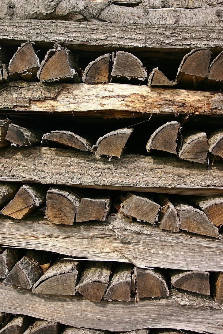 trä, holzstapel, stacken, ved, växande lager, staplade upp, förvaring