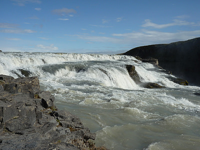 gullfoss, ūdenskritums, upes, hvítá, ölfusá, haukadalur, Islande