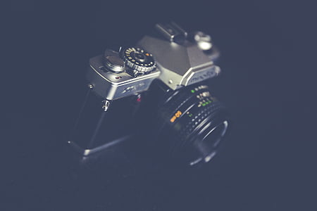 analog, antik, aperture, latar belakang, hitam, tubuh, kamera