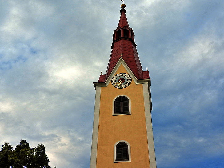 Iglesia, campanario, católica, Torre del reloj