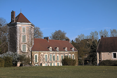 Burgundija, hiša, Chatel censoir, Francija, Yonne, modra, mesto