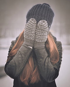 brunette, female, girl, gloves, lady, winter, winter clothing