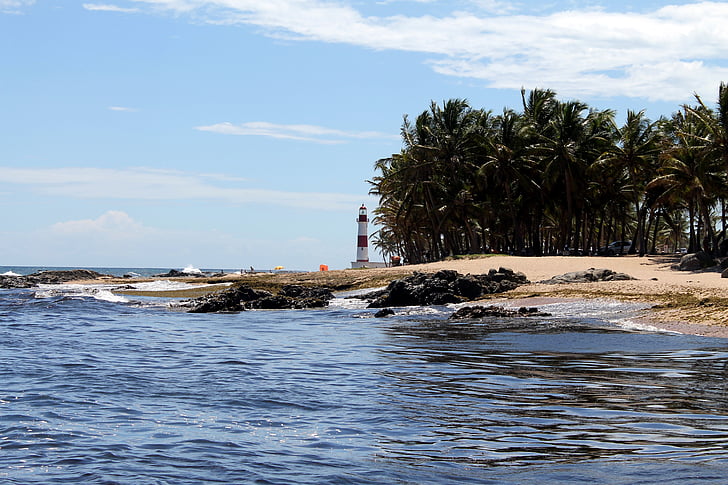 farol, paisagem, praia, Itapoá, Salvador, Bahia, mar