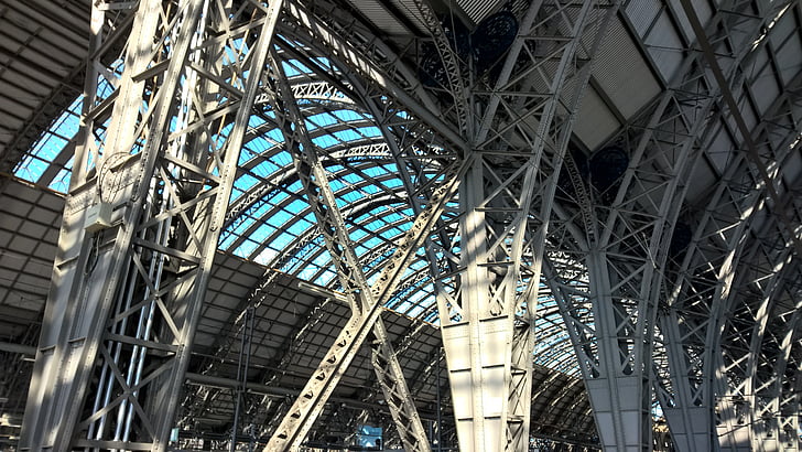 Allemagne, Hesse, Frankfurt, Gare ferroviaire, en acier, construction