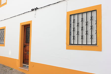 Portugália, Évora, utca, ablak, ajtó