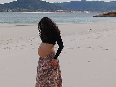 pregnant woman, beach, mar, women, sea, people, nature