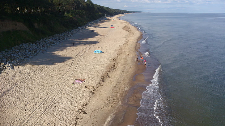 Mării Baltice, plajă, peisaj, nisip, vara, Polonia, coasta