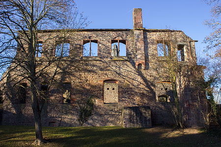 Castelo, ruína, alvenaria, idade média, três bosque de carvalho, edifício