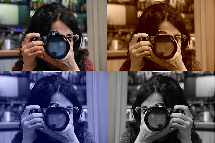 fotograf, care prezintă, femei, fată, eleganta, vacanta, informale