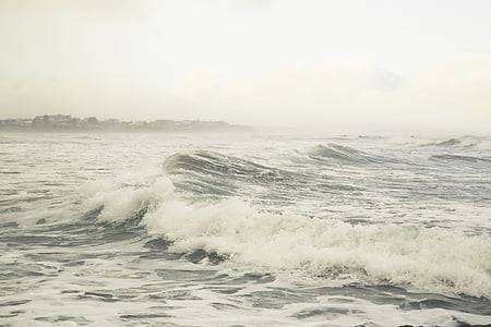 raging, seawaves, bad, weather, sea, watered, wave