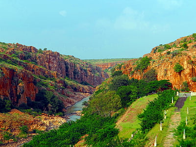 presa de Malaprabha, Río, Malaprabha, acantilado, montaña, Karnataka, India