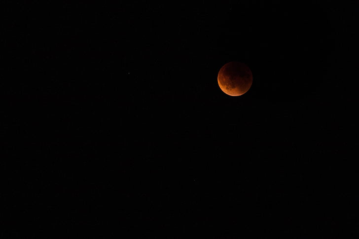 lua, eclipse lunar, à noite, céu, laranja, Eclipse, Astronomia