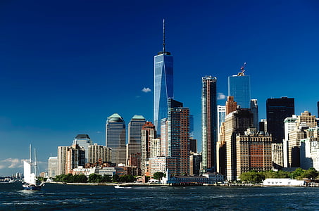 městský, Panoráma města, Manhattan, jedna věž Domtoren, mrakodrapy, budovy, Architektura