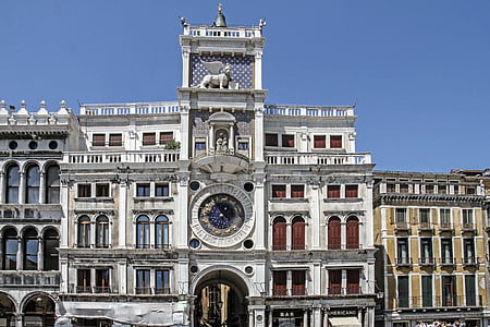 the clock tower, clock tower, st mark's square, venice, architecture, famous Place, europe