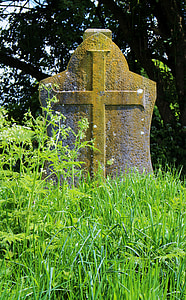 tombstone, green, grass, cross, graves, ruin, mysticism