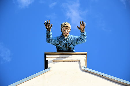 man, doll, rooftop, decoration, puppet, human, person