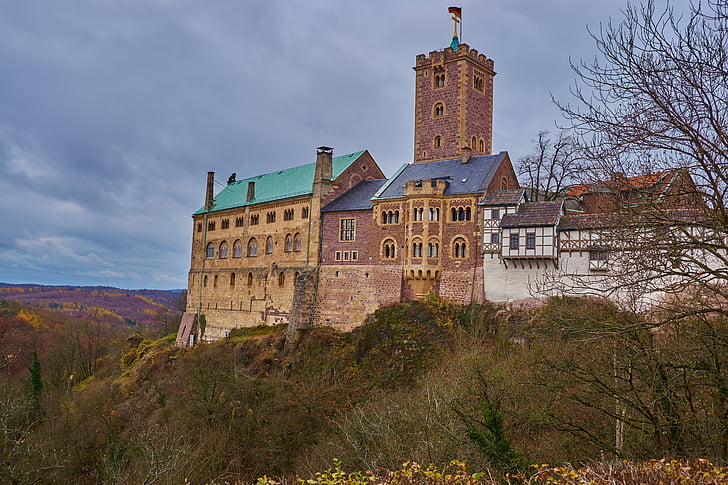 Wartburg slott, slott, fästning, medeltiden, Luther, Eisenach, Thüringen Tyskland