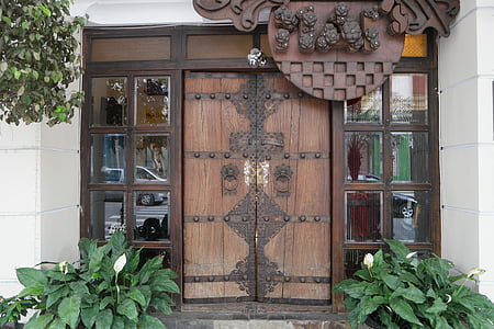 lua, porta de madeira, portão, entrada, clássico, ocidental estática