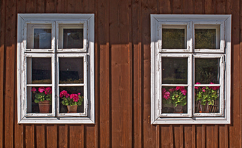 vinduet, gamle, ydervæg, væg af huset, hvid, glas, vindue