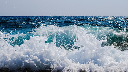 wave, smashing, drops, liquid, foam, spray, sea