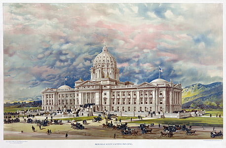Universitāte, Savienoto Valstu Kapitolija, Montana valsts universitāte, Bozeman, msu, ASV, zīmējums